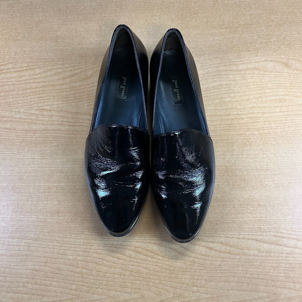 Paul Green Naomi Patent Leather Crinkled Loafer Black Size M075 Women's